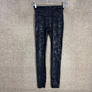 Spanx Look At Me Now Leggings Womens Small Black Camo High Rise Stretch Seamless